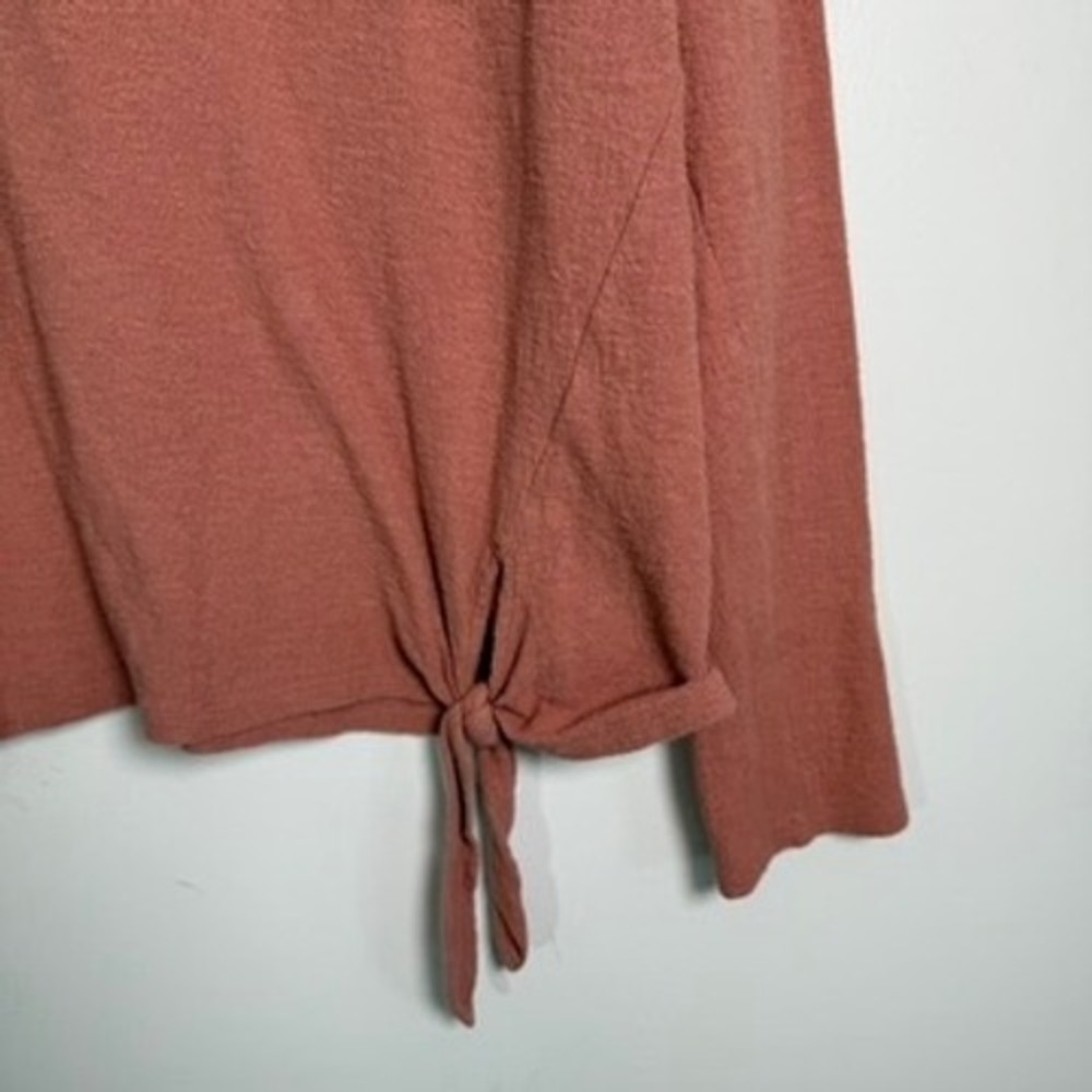 Madewell Side Tie Knot Top Womens Large Rose Pink Long Sleeve Cotton J4683 Boho - Picture 4 of 10